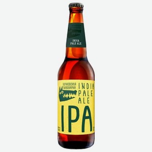 Пиво Волковская пивоварня IPA светлое пастеризованное 5.9% 0.45 л, стеклянная бутылка