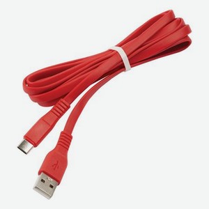 Дата-кабель MB mObility USB - Type-C, плоский, 2 метра, 3А, красный УТ000027538