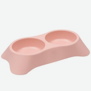Миска Пижон пластиковая двойная 34х20х6.5 см розовая 400 мл