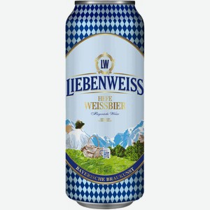 Пиво Liebenweiss Hefe-Weissbier светлое нефильтрованное 5,5 % алк., Германия, 0,5 л