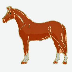 Значок металлический HappyROSS  Лошадь в белых носочках , рыжий, 27х24мм (Германия)