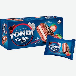 Печенье Tondi, Сhoco Pie клубничный, 180 г
