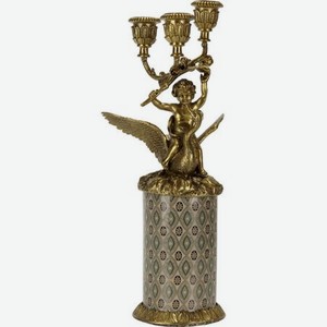 Подсвечник Glasar ангел с лебедем, золотистый, 12х12х31 см