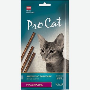 Лакомство для кошек PRO CAT С уткой и кроликом 15 г