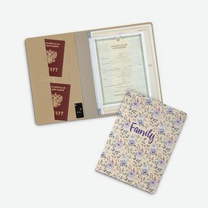 FLEXPOCKET Папка для семейных документов А4 формата с принтом на обложке, экокожа