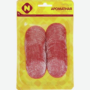 Колбаса Ароматная ОСТАНКИНО сырокопченая, нарезка, 0.1кг