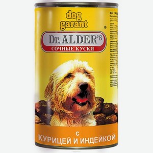 Корм для собак Dr. Alder s Дог гарант сочные кусочки в соусе курица, индейка 1230 г