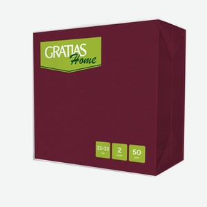 Салфетки Gratias Home бумажные ламин бордо 2 слоя 33см, 50шт