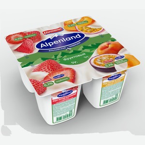 Йогуртный продукт Alpenland клубника, персик и маракуйя 0.3%, 95г