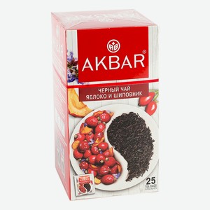 Чай черный Akbar яблоко и шиповник в пакетиках 1,5 г x 25 шт