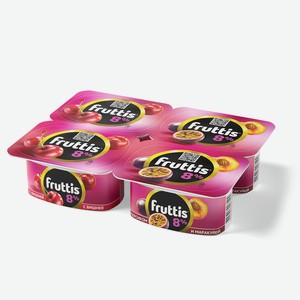 Продукт йогуртный Fruttis вишня и персик-маракуйя, 8%, 115 г