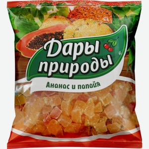 Цукаты ДАРЫ ПРИРОДЫ ананас и папайя сушеные, Россия, 150 г