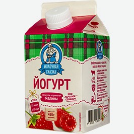 Йогурт Молочная Сказка, Клубника, Малина, Манго, 2,5%, 450 Г