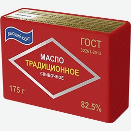 Масло Сливочное Традиционное, Гост, 82,5%, 175 Г