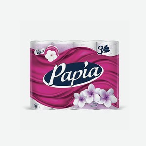 Туалетная бумага PAPIA, 3 слоя, в асс-те, 12 шт
