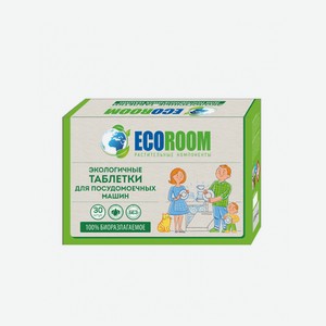 Таблетки для посудомоечных машин EcoRoom, бесфосфатные, 30 шт