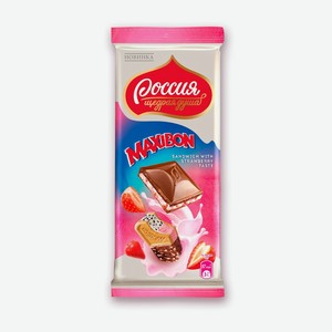 Шоколад Россия - Щедрая душа! Maxibon со вкусом клубники и печеньем, 80 г