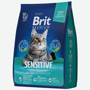 Корм BRIT 800гр для кошек с чувствительным пищеварением с индейкой и ягненком Premium Cat Sensitive
