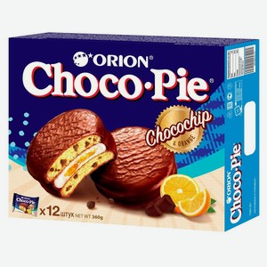 Печенье Choco-Pie ChocoChip с апельсиновым джемом и шоколадной крошкой, 360 г, картонная коробка