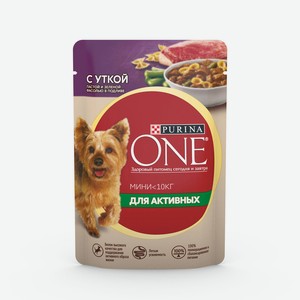 Корм Purina one для взрослых собак мелких пород с уткой пастой и зеленой фасолью 85г