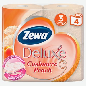 Туалетная бумага Zewa Deluxe Персик, 3 слоя, 4 рулона