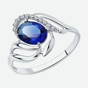Кольцо SOKOLOV из серебра с бесцветными и синим фианитами 94012246, размер 18