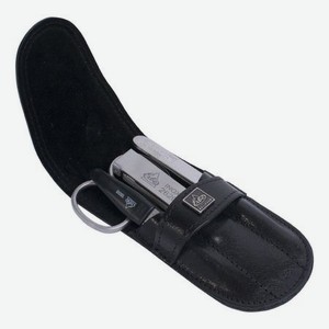Маникюрный набор 9188ER (ножницы д/ногтей + пинцет наклонный + пилка металлическая + книпсер + черный футляр)