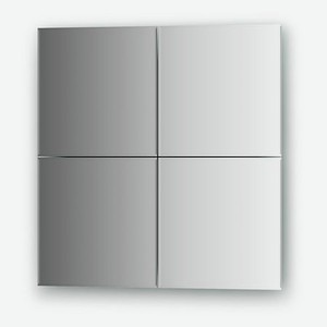 Зеркальная плитка с фацетом 5 мм - комплект 4 шт квадрат 25х25 см, серебро Evoform