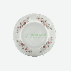 Тарелка десертная Thun Конкордия 19 см розы отводка платина