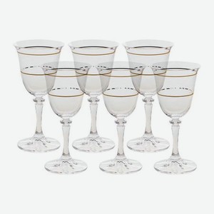 Набор бокалов для белого вина Crystalite Bohemia Branta 2 отводки золото 250 мл 6 шт