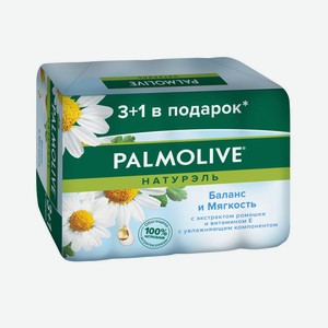 Мыло Palmolive Натурэль Баланс и Мягкость с экстрактом ромашки и витамином Е 4х90г