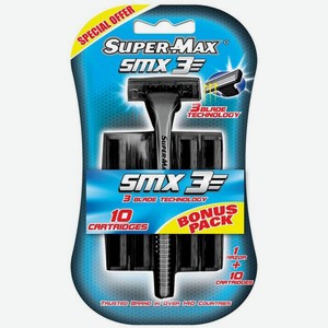 Станок д/бритья мужской Super-Max Smx3 1шт+10 сменных картриджей с тройным лезвием