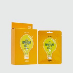 Маски на тканевой основе для улучшения тона кожи YADAH Jeju Tangerine Vita C Mask Pack 10 шт