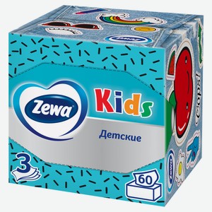 Салфетки бумажные в коробке Zewa Kids, 3 слоя, 60 шт