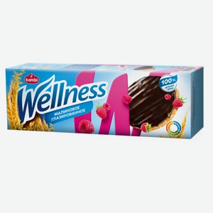 Печенье Wellness цельнозерновое глазированное малиновое с витаминами, 150 г
