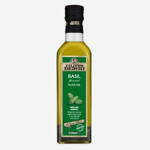 Масло оливковое Filippo Berio Extra virgin olive oil нерафинированное первого отжима c базиликом, 250 мл