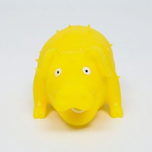 Игрушка для собак Пижон пищащая «Весёлая свинья» хрюкающая светящаяся 19 см. жёлтая