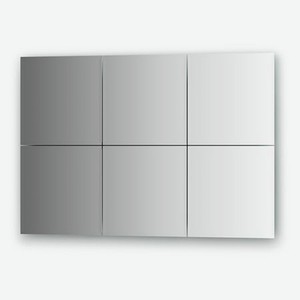 Зеркальная плитка с фацетом 10 мм - комплект 6 шт квадрат 25х25 см, серебро Evoform