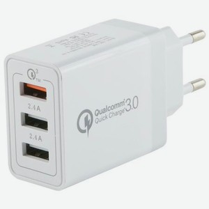 Сетевое зарядное устройство Red line Tech 3 USB QC 3.0 (модель NQC-3A), белый УТ000015723