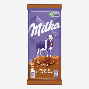 Шоколад Milka молочный с арахисом и карамелью 90 г
