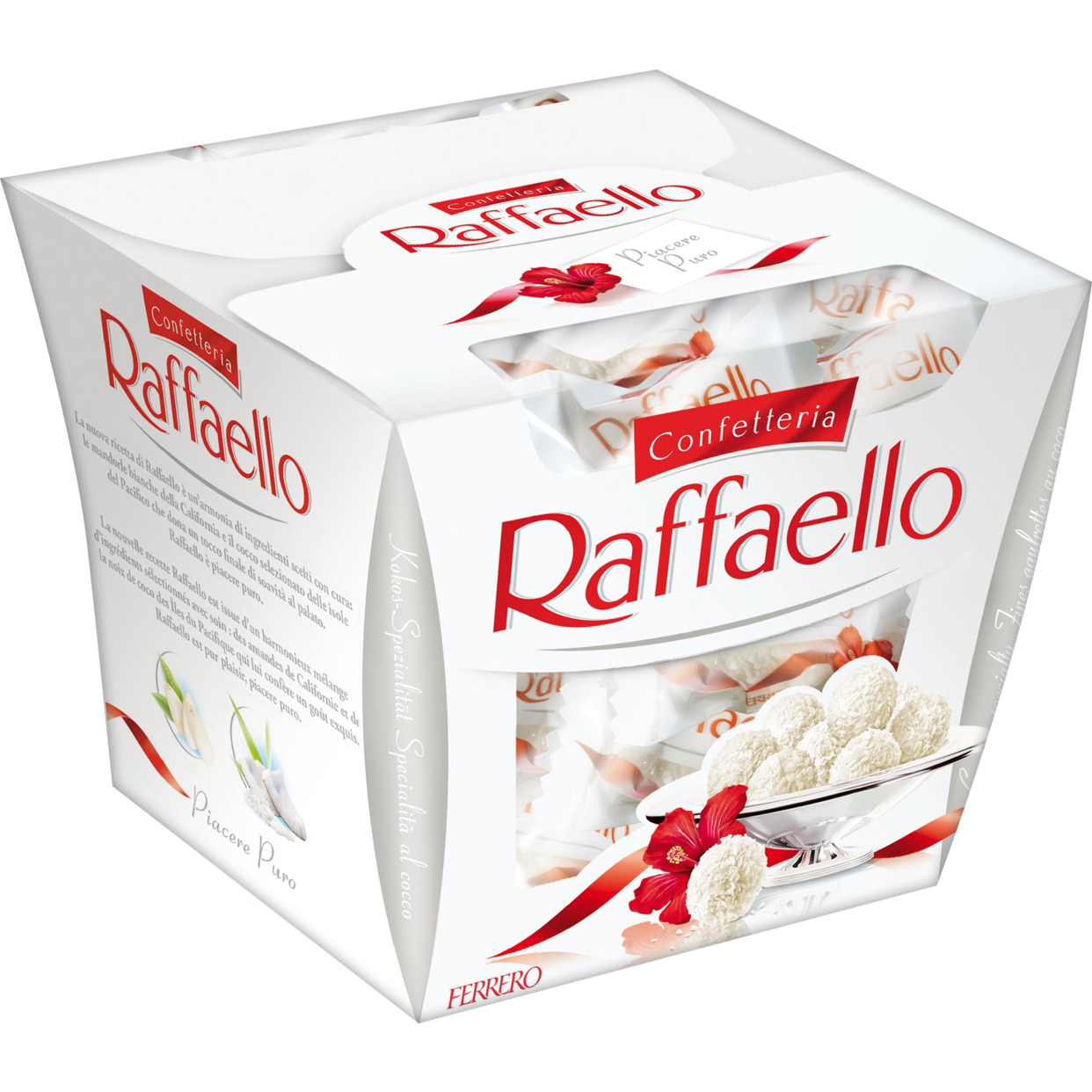 Конфеты raffaello со вкусом маракуйи покрытые кокосовой стружкой с цельным миндальным орехом внутри 150г