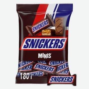 Конфеты шоколадные Snickers Minis с карамелью, арахисом и нугой пак 180г