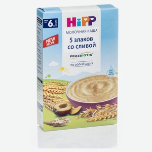 Каша молочная HiPP 5 злаков с черносливом и пребиотиками с 6 мес. БЗМЖ, 250 г