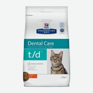 Корм для кошек HILLS 1.5кг Prescription Diet t/d Dental Care для здоровья ротовой полости курица сухой