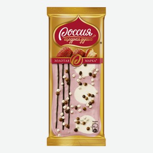 Шоколад белый Россия щедрая душа с клубникой декорированный, 85 г
