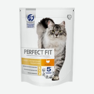 Сухой корм для кошек с чувствительным пищеварением Perfect Fit индейка, 650 г