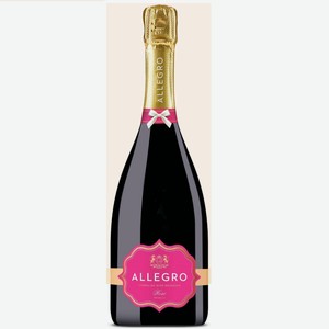 Напиток Аллегро Розе слабоалкогольный газированный розовый полусладкий 7% 0,75л