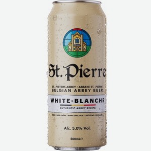 Напиток пивной St.Pierre Blanche (Сан Пьерр Бланш) пшеничный нефильтрованный паст. 5% 0,5л ж/б