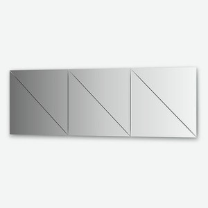 Зеркальная плитка с фацетом 10 мм - комплект 6 шт треугольник 50х50 см, серебро Evoform