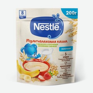 Мультизлаковая молочная каша Nestle с бананом и земляникой с 8 месяцев, 200 г